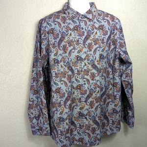 Tasso Elba Shirt Men XL Multicolor Cotton Paisley Button Up Long Sleeve